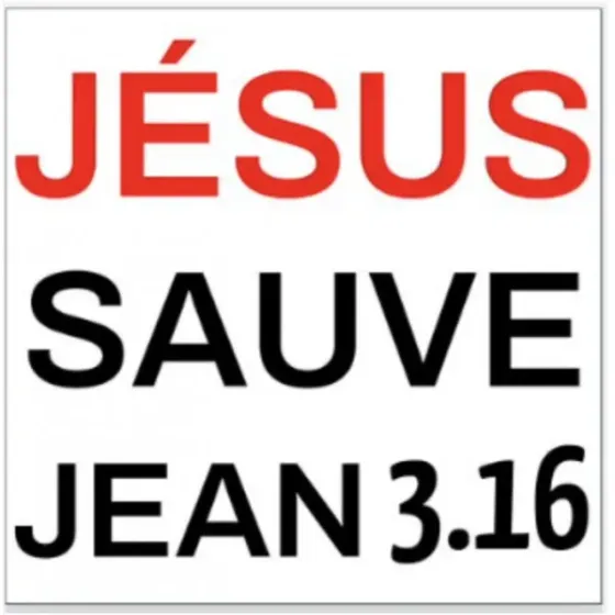 Autocollant : JESUS SAUVE - Jean 3:16 carré 7,5 cm