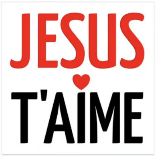 Autocollant : JESUS T'AIME - carré 7,5 cm