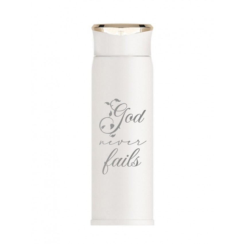 Boutielle isotherme "God never falls" blanche