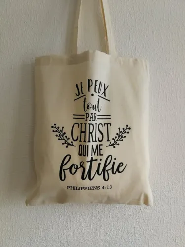 Sac (tote bag) "Je peux tout" violet