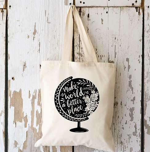 Sac (Tote bag) "Make the worls a better place" écru