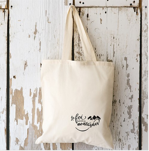 Sac (Tote bag) "La foi déplace" jaune