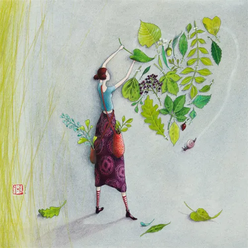 Carte postale Feuilles en coeur
