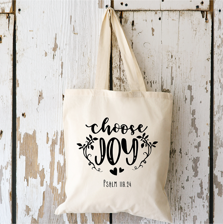 Sac (tote bag) "Choose joy" couleur écru