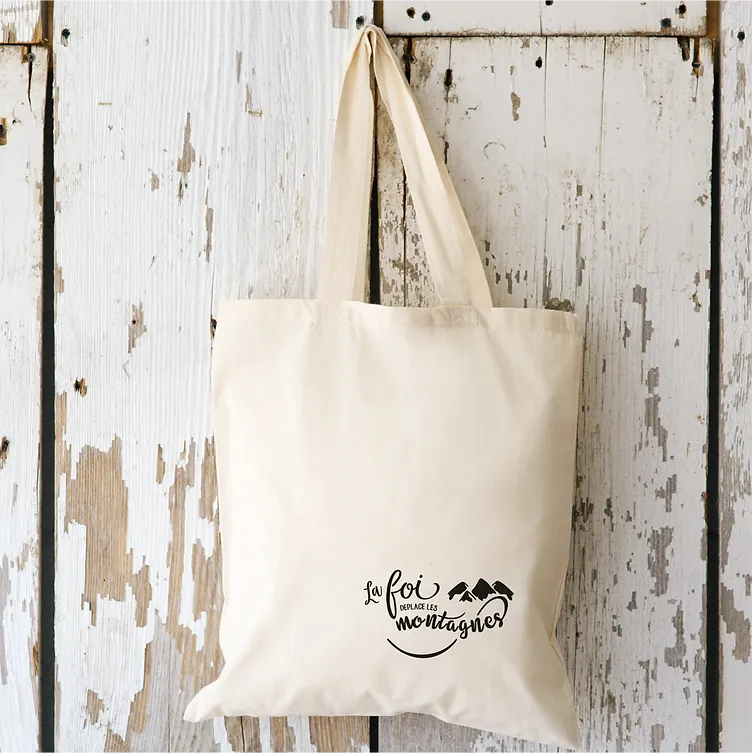 Sac (Tote bag) "La foi déplace" rose