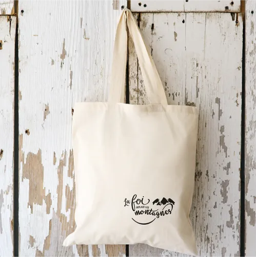 Sac (Tote bag) "La foi déplace" rose