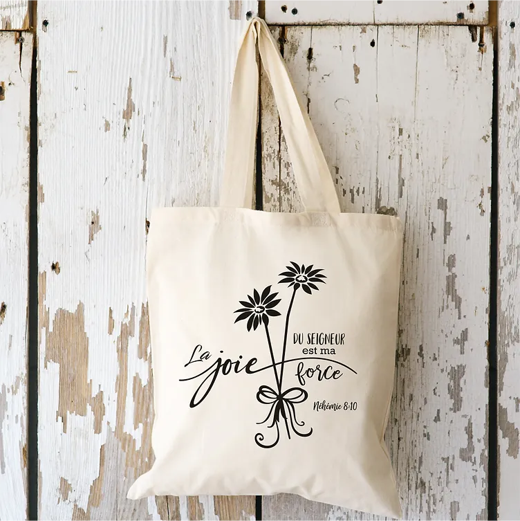 Sac (Tote bag) "La joie du Seigneur" vert menthe