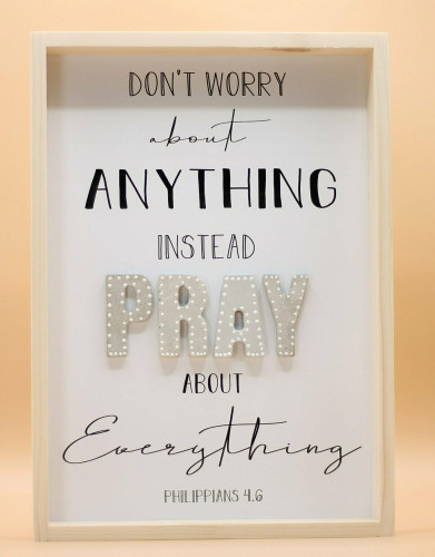 Cadre en bois A4 en anglais: Don't worry about anything Phil 4:6