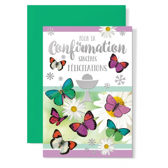 Carte avec enveloppe confirmation papillons
