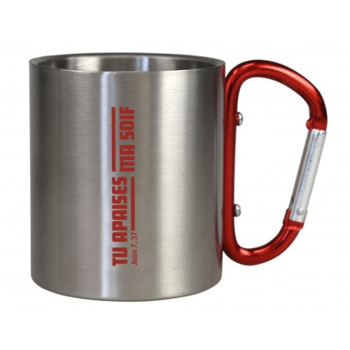 Tasse de camping avec mousqueton rouge