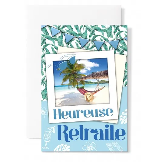 Carte Heureuse retraite Plage avec hamac