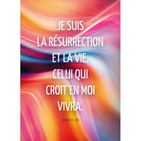 Carte postale Jn 11:25 sur fond multicolor
