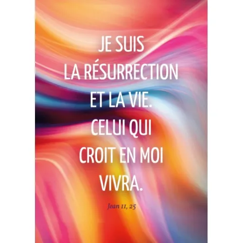 Carte postale Jn 11:25 sur fond multicolor