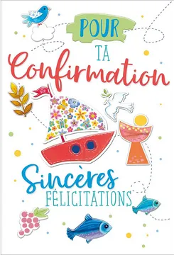 Carte avec enveloppe confirmation bateau/colombe