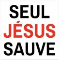 Autocollant : SEUL JESUS SAUVE - carré 7,5 cm