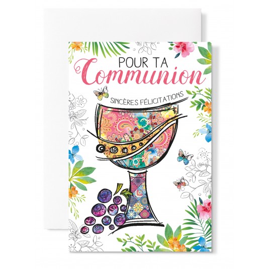 Carte avec enveloppe communion coupe