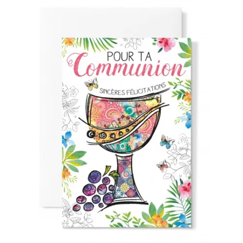 Carte avec enveloppe communion coupe