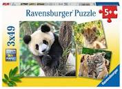 Puzzle - Le panda, le tigre et le lion 3x49 pcs, 21 x 21 cm