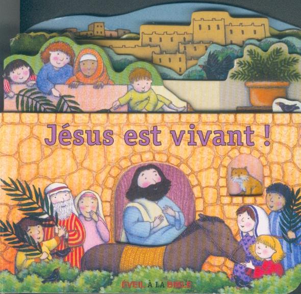  Jésus est vivant ! 
   Avec à ce livre-jeu, votre enfant suivra Jésus depuis le dimanche des Rameaux jusqu'au jour de Pâques. Le texte, à la portée des tout-petits, respecte l'essentiel du récit biblique.    
  
  
  