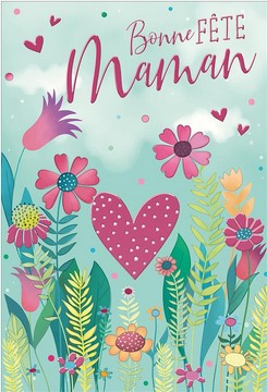 Carte avec enveloppe fête des mères fleurs avec coeur