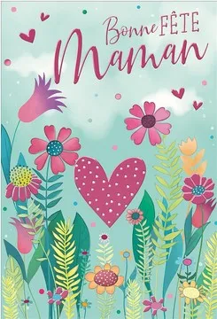 Carte avec enveloppe fête des mères fleurs avec coeur