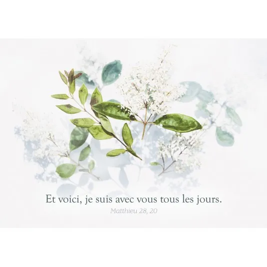 Carte postale Lilas blanc sur fond blanc Matt 28:20