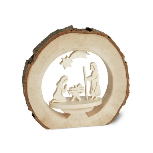 Crèche de Noël dans un anneau d'écorce en bois