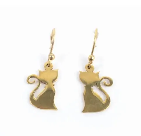Boucle d'oreille chat en bronze
