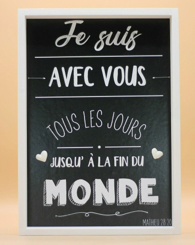 Cadre en bois A4 Je suis avec Mathieu 28:20