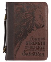 Fourre de bible brunne Large - The Lord is my strengthand my defense Ex15:2