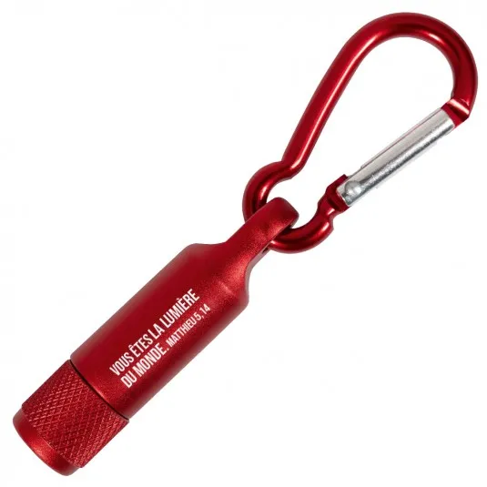 LAMPE DE POCHE LED AVEC MOUSQUETON ROUGE