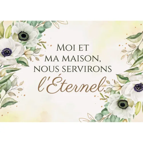Carte postale avec verset - Fleurs en aquarelle sur fond jaune