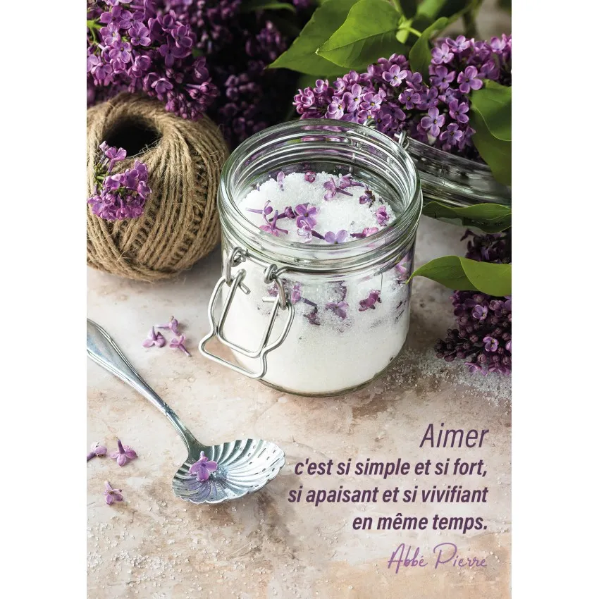 Carte postale - Lilas et sels minéraux sur du marbre