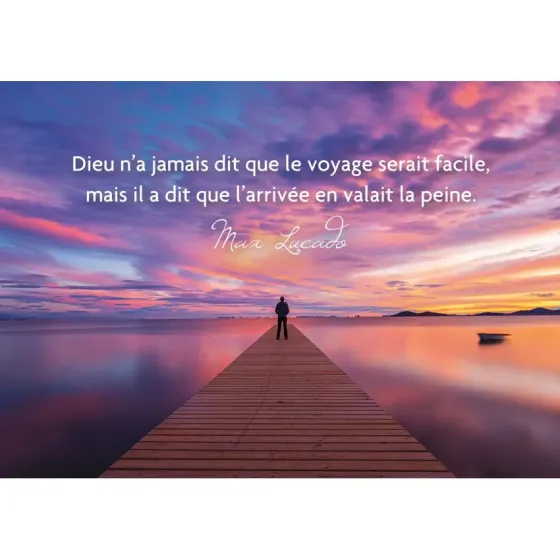 Carte postale - Personne sur une jetée au soleil couchant