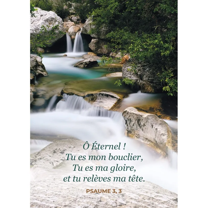 Carte postale avec verset - Cascade sur une rivière