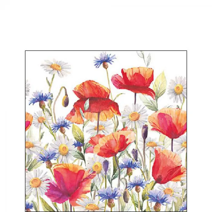 Serviette petite Coquelicot et fleurs des champs