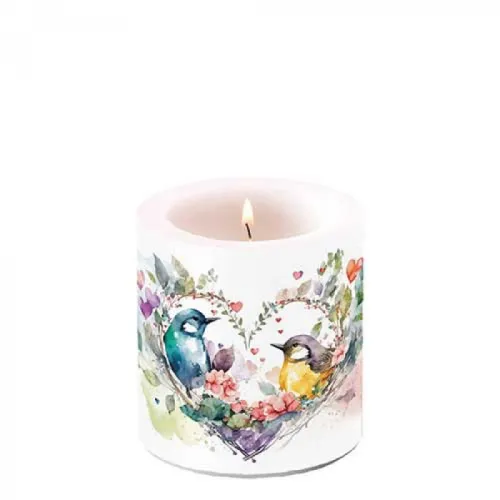 Bougie petite Oiseaux dans coeur