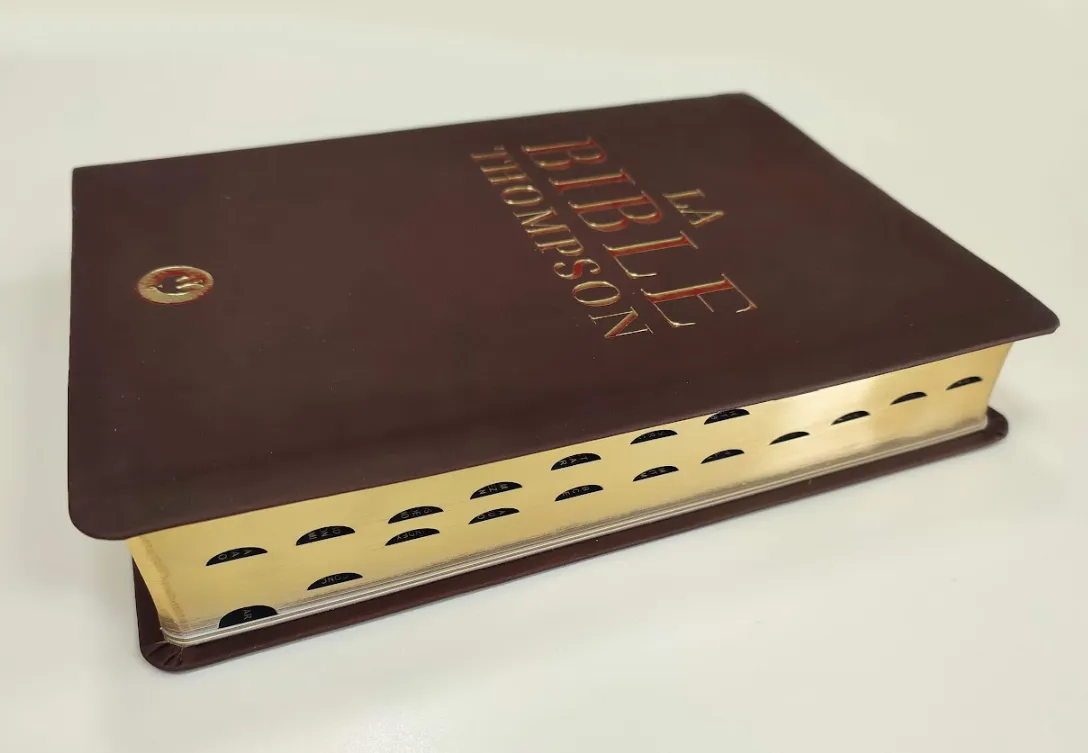 Bible Colombe Thompson - souple fibrocuir marron tranche or