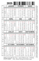 Calendrier format carte de crédit - Paysage