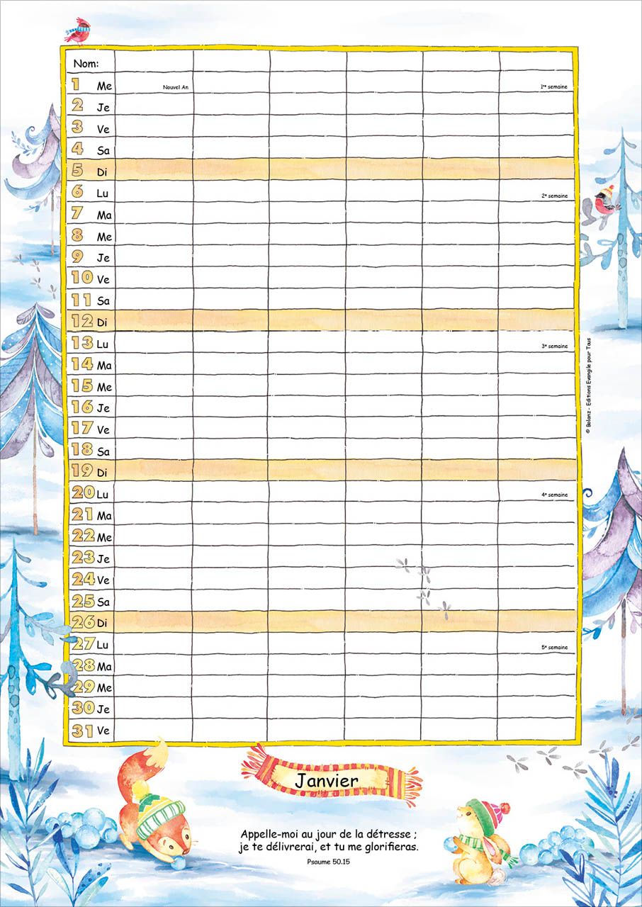 CALENDRIER NOTRE PLANNING