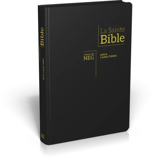 Bible NEG gros caractères - fibrocuir noir ferm. éclair tranche or onglets