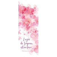 Signet fleurs roses en aquerelle - La joie du Seigneur est ma force Néh 8:10