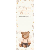 Signet ours en peluche - Le Seigneur remplit ma vie de bonheur PS 103:5