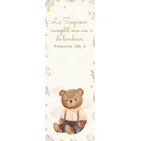 Signet ours en peluche - Le Seigneur remplit ma vie de bonheur PS 103:5