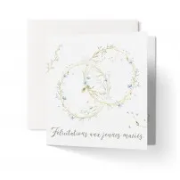 Carte avec enveloppe mariage avec motifs floraux fins - Félicitation aux jeunes mariés