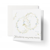 Carte avec enveloppe mariage avec motifs floraux fins - Félicitation aux jeunes mariés