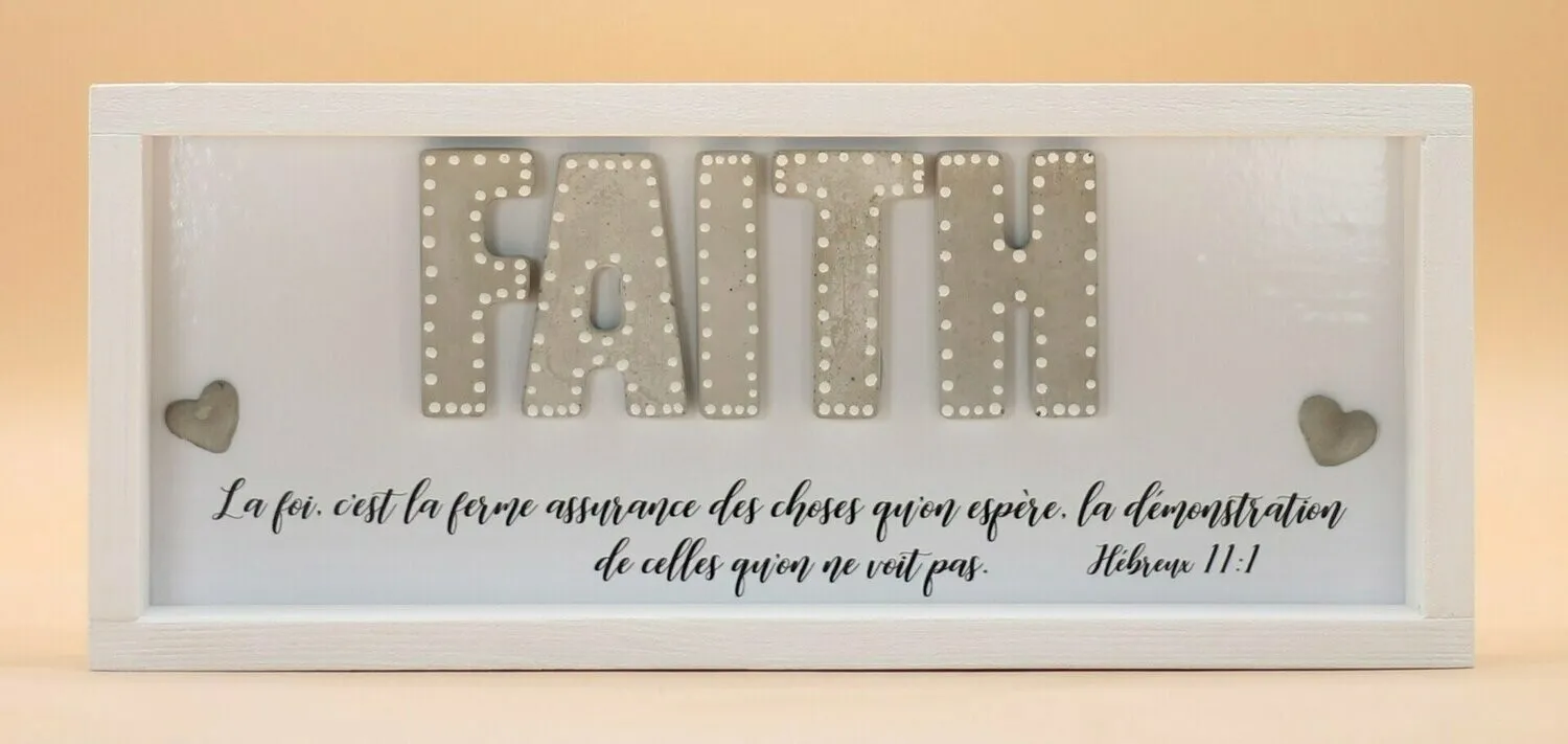 Cadre en bois - FAITH - Hébreux 11.1 - 26x11cm - #289