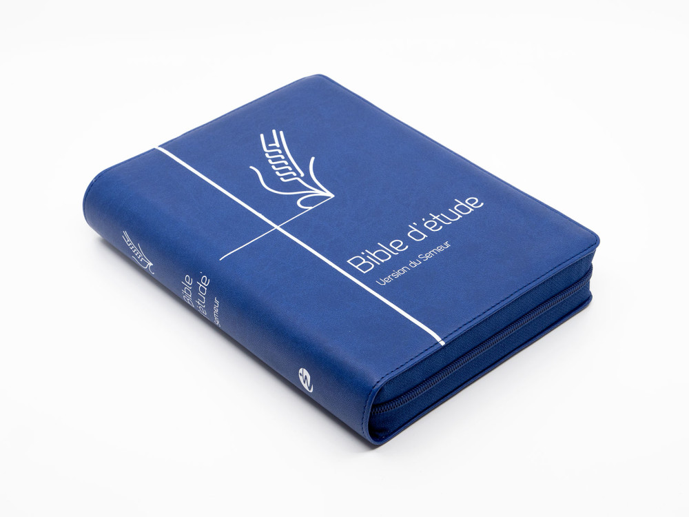 Bible d'étude Semeur 2015 souple bleu ferm. éclair