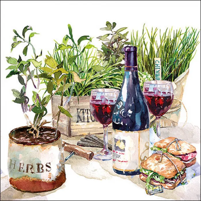 Serviette Grande Vin et herbes