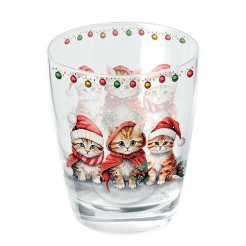 Verre à eau Trois chats de Noël